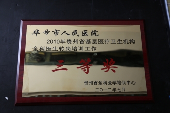 2010年贵州省基层医疗卫生机构全科医生转岗培训工作三等奖